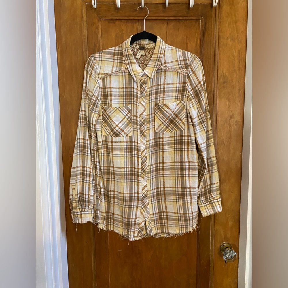 Free People Plaid button down